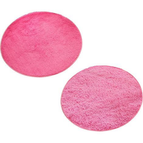 Tapis Rond En Laine De Soie - Polyester Doux Pour Salon Chambre Yoga - Lot De 2 Pièces 60x60 Cm (1/5)