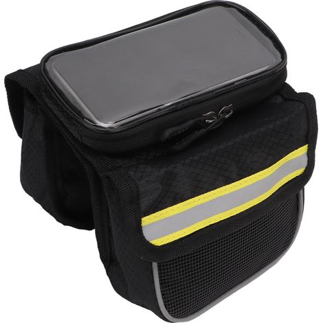 Fahrradrahmentasche aus 600D Nylon mit stoßdämpfender TPU-Folie, Reflektorstreifen, Doppelreißverschluss, gelb (1/5)