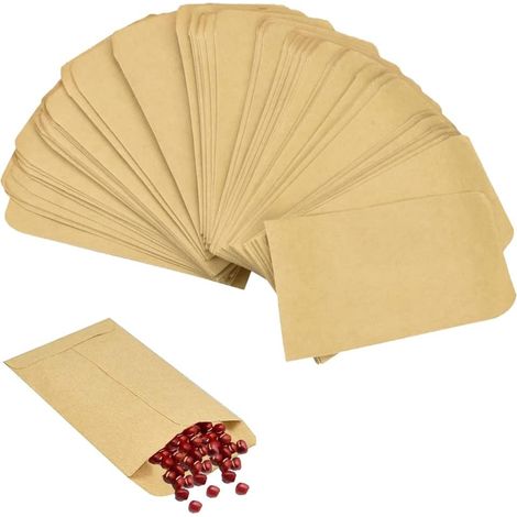 Confezione da 150 sacchettini piatti marroni - Mini sacchettini di carta kraft per bomboniere, gioielli, dolci, biglietti di auguri natalizi, monete (6x10 cm)