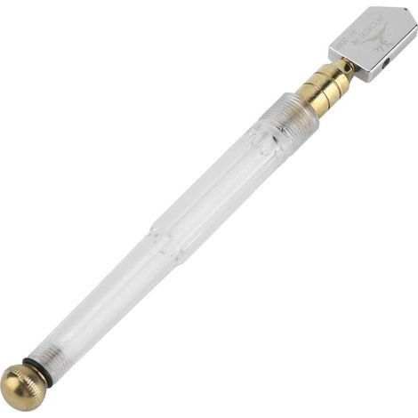 Professioneller Glasschneider – transparenter Metallgriff – Fliesen-/Spiegel-/Flaschenschneider – Bleistiftform