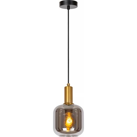 Lampada a sospensione Joanet vetro fumé ottone E27 Lucide (1/5)