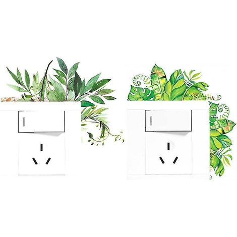 feuille Verte Interrupteur De Lumire Autocollants 4 Pices Amovible Plante Interrupteur De Lumire Dcoratif Dcalcomanies Bricolage Mur Art Autocolla (1/5)
