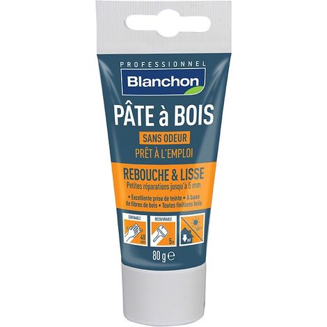 Pâte à bois prêt à l'emploi, petites réparations, teinte chêne blanchi, tube de 80 g - BLANCHON