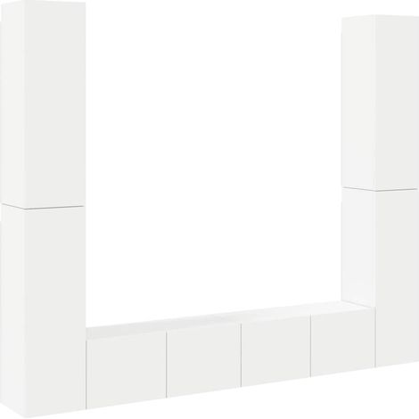 Maison Exclusive - Set Mobili Porta TV 6 pz Bianco in Legno Multistrato (1/5)