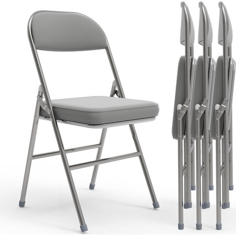 Lot de 4 Chaises Pliantes en Similicuir Durable – Faciles à Nettoyer & Gain de Place Maximal – Idéal Bureau/Salle à Manger/Extérieur/Mariage (Design Polyvalent) (1/5)