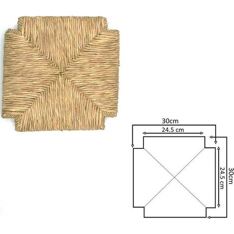 Okaffarefatto – Galette de chaise en paille 30x30cm – Épaisseur 2.5cm – Remplacement facile pour tabouret carré – Pour restaurants et bistrots (1/3)