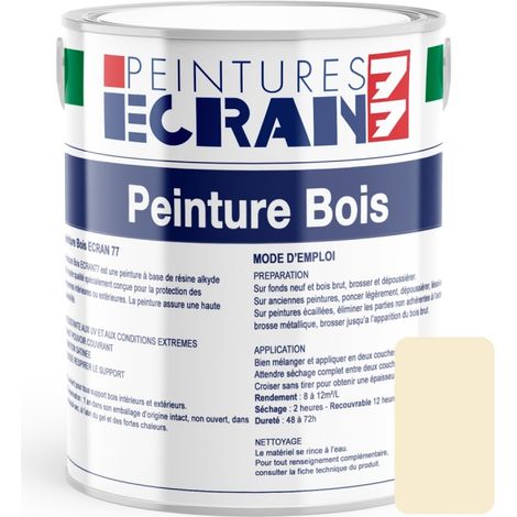Peinture bois professionnelle, satin, peinture opacifiante, sans odeur, protège, décore, intérieur, extérieur ECRAN77 F6ECD1 1 litre (1/3)
