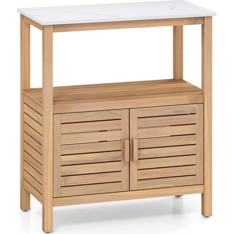 COSTWAY Outdoor Potting Bench Garden Potting Table with Resin Tabletop