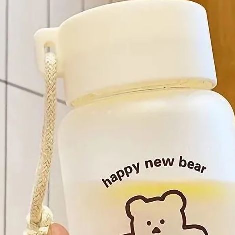 Kinder-Trinkflasche mit niedlichem Cartoon-Design, stylischem Griff, hygienisch, geruchsneutral, auslaufsicher, ideal für Schüler, mit Schwarzbär-Motiv (1/5)