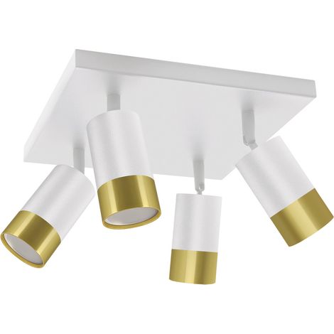 Plafonnier carré blanc et doré 4xGU10 35W PUZON Struhm (1/2)