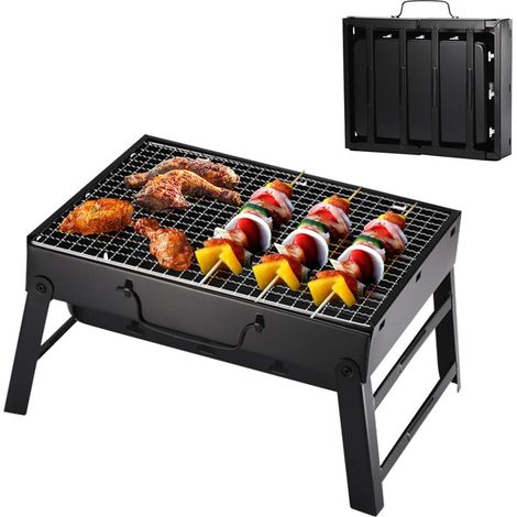 Grille de barbecue en acier inoxydable - Portable - Pliable - Table avec pieds - Pour pique-nique, jardin, terrasse, camping, voyage - Petite taille (35 x 27 x 20 cm) (1/5)