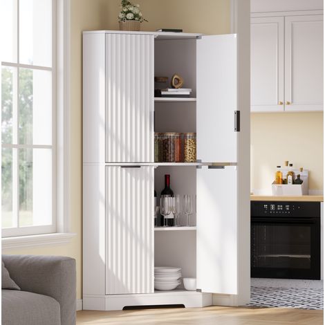 Armario esquinero de cocina con 4 puertas y baldas ajustables, 60 x 60 x 172 cm, blanco OKMYHOME (1/5)