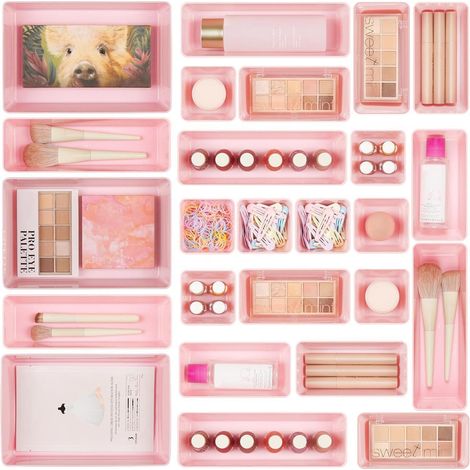 Schubladen Organizer Rosa 4 Größen Makeup Badezimmer Büro 25Pack Rosa (1/5)