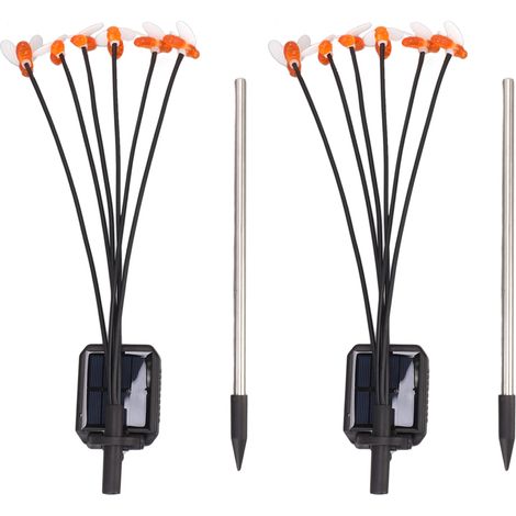 Ortviai Lampes solaires de jardin en forme d'abeilles – 6 têtes, étanches IP65, lumière chaude, pour extérieur, pelouse, mariage et décoration patio