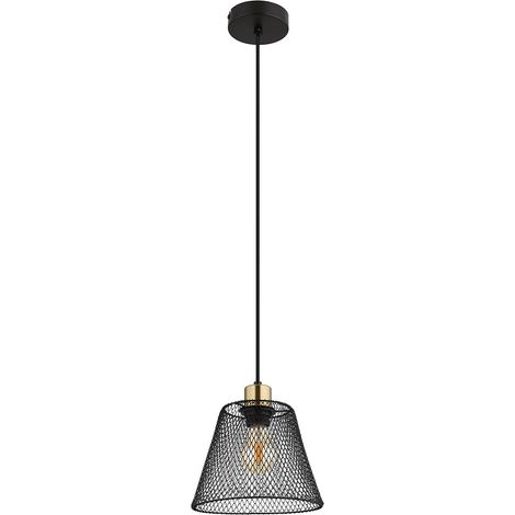Hängeleuchte Pendelleuchte Esszimmerlampe Gitter schwarz gold E27 Wohnzimmer