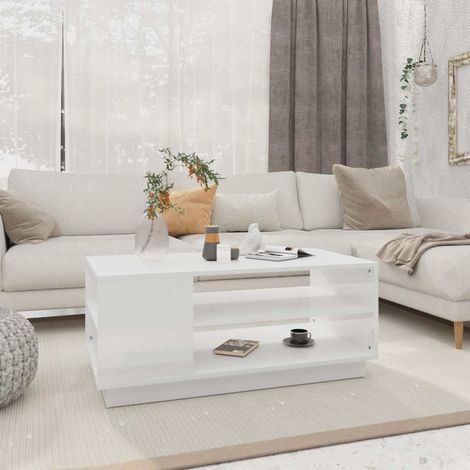 810280 vidaXL Coffee Table White 102x55x43 cm Engineered Wood (1/5)