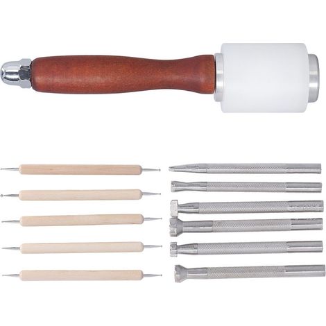Marteau de sellerie et outils de marquage cuir pour artisanat, ensemble manuel projets DIY et travail du cuir. (1/5)