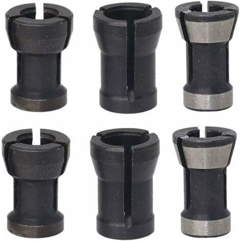 6 Pièces Tête de Mandrin HSS Pince de Serrage Defonceuse Tête Adaptateur Convertisseur pour Perceuses Machine de Gravure pour Rogneuse Menuiserie électrique Pince de Routeur Titulaire(6/6.35/8mm) (1/5)