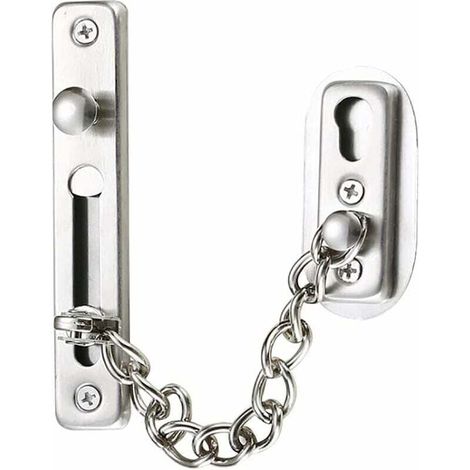 Chaîne de sécurité, chaîne de porte en acier inoxydable 304, verrou de chaîne de porte avec vis, convient aux portes et fenêtres intérieures des maisons, hôtels et autres lieux, plaqué argent chromé b (1/4)