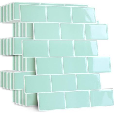 Carrelage adhésif mural 12x12 pouces – Résistant à l'eau et à l'huile – Couverture 40 % surface en plus – Colle PET + PU pour cuisines et salles de bain (1/5)