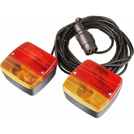 Feux Arrière Magnétiques pour Remorque 12V 21W Câble 7m Prise 7 Broches Homologués Route (1/4)