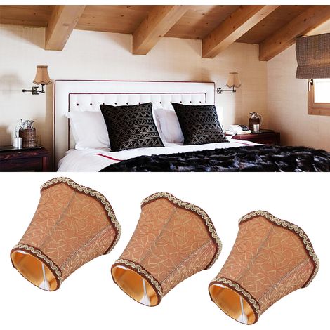 Lot de 3 abat-jour E14 en tissu couleur cuivre, style européen, pour lustre ou chambre d'hôtel/KTV. (1/5)