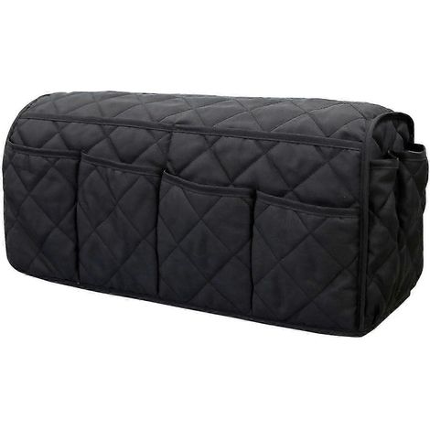Sac de rangement pour accoudoir de canapé, sac de rangement antidérapant et renforcé, avec poches, noir. (1/5)