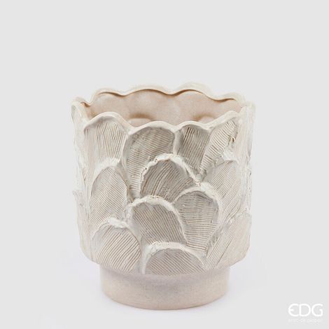 EDG Enzo De Gasperi Vaso Chakra Stucco H 31 Cm D 30 Cm Waterproof Ivory