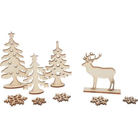 Kit de construction - Cerf dans la forêt - 13 pièces - Contreplaqué - Décoration de Noël