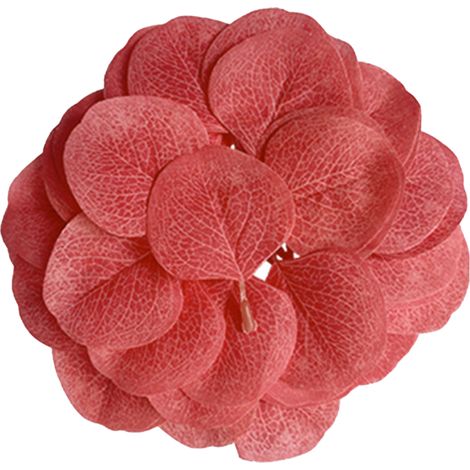 Lot de 50 feuilles artificielles d'eucalyptus rouge pastèque, branches vertes, fausses feuilles rondes, feuilles décoratives simulant l'eucalyptus (1/2)