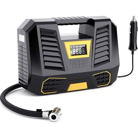 Compressori d'aria portatili Compressore d'aria Gonfiatore per pneumatici, pompa per pneumatici digitale Gonfiatore portatile per pneumatici per auto con 3 adattatori per ugelli 12V, luce LED (1/5)