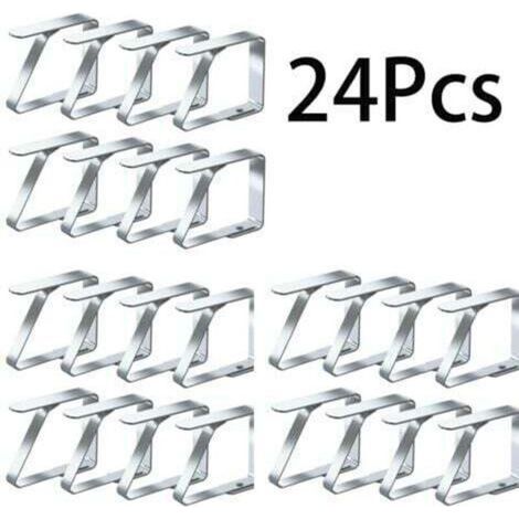 Pince à Nappe Extérieure - 24 Pièces [5x4 cm] - En Acier Inoxydable - pour Jardin, Repas en Extérieur, Mariage - Lot de Pinces à Nappe Universelles Antivol (1/4)