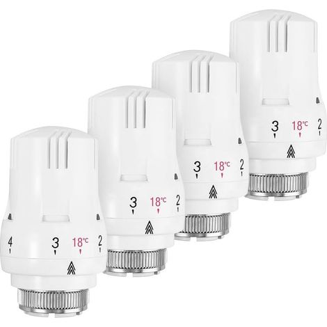 Lot de 4 têtes thermostatiques M30 x 1,5 – Plage de modulation 5 niveaux – Compatible radiateurs compacts – Fonction antigel (1/5)