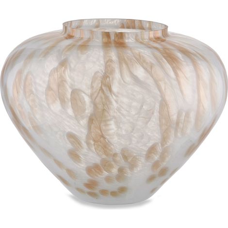 "Vaso artigianale bianco e ambra PANDORA in vetro di Murano" (1/2)