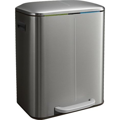 Cubo de basura de cocina de 2 compartimentos, con pedal y cierre suave