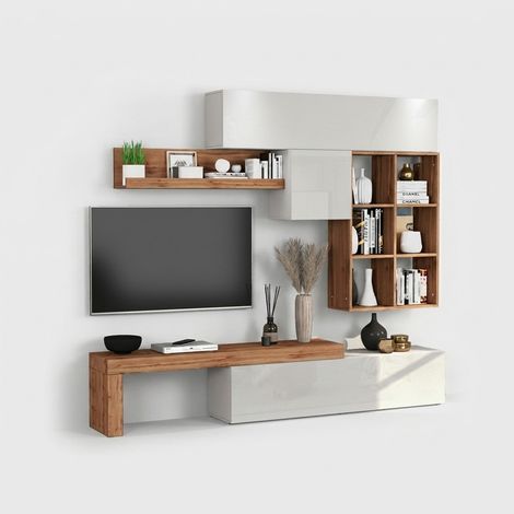 Pared de salón moderna modular Kivora - Blanco (1/5)