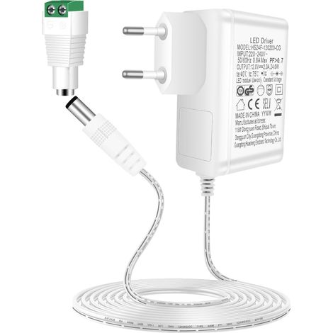 24W Adaptateur Secteur Universel AC à DC 12V 2A Transformateur d'alimentation pour Bandes LED,Routeur,Caméra(Blanc) (1/5)