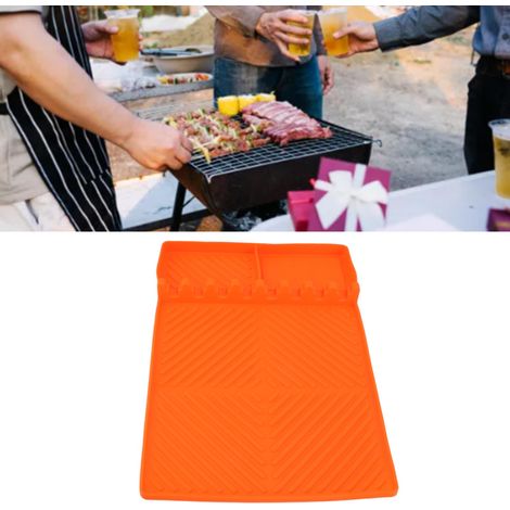 Tapis de poêle en silicone, tapis de grille latérale en silicone pour barbecue en pierre noire, tapis de protection pour plaque de cuisson, tapis d'égouttage d'huile, tapis de four en silicone, orange (1/5)