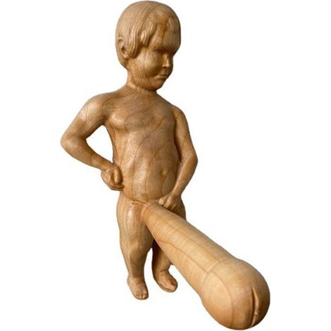 Soporte para papel higiénico de parodia, niño de madera, soporte para papel higiénico colgante creativo (1/5)