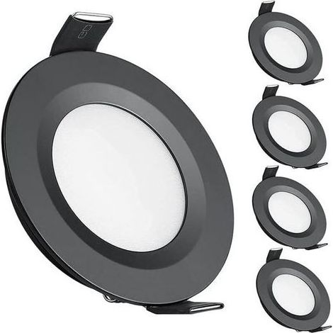 x Spot LED Encastrable 12V Trou 58-65mm 3W 6400K Plafonnier Encastré pour Camping-car Bateau Caravane Van Yacht, Blanc froid (Noir) (1/4)