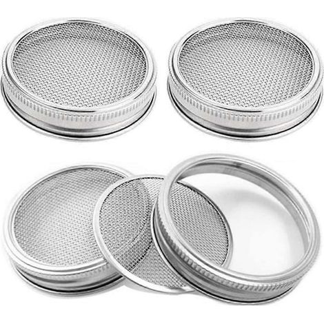 Filiyano-Lot de 4 couvercles de germination en acier inoxydable pour bocaux Mason larges (1/5)