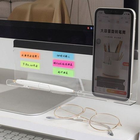 Tableau mémo inférieur pour moniteur Panneau mémo inférieur avec trou de chargement, panneau de messages materiel bureau (1/5)