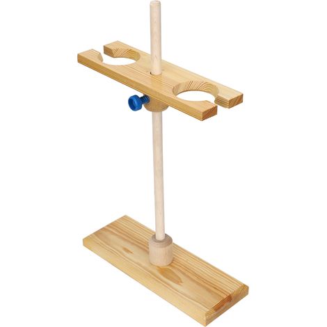 Support pour entonnoirs à 2 trous, accessoire de laboratoire, hauteur réglable, support en bois pour entonnoirs (1/5)
