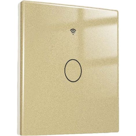 Interruttore Wifi Da Parete 86X86 Pannello Touch 1 Tasto Colore Oro WiFi + RF 433 Compatibile con Amazon Alexa e Google Home
