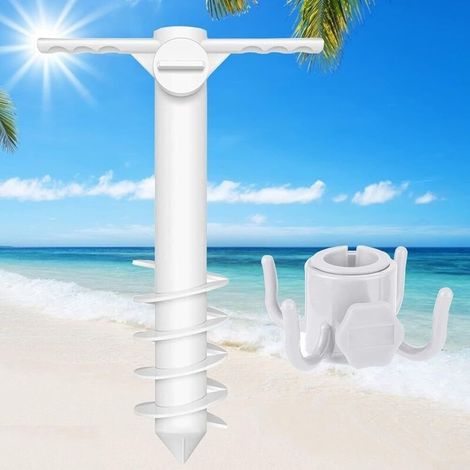 Ancre de sable pour parasol de plage, ensemble de crochets de suspension pour ancre de sable pour parasol de plage, support de parasol portable, pour auvents et tentes d'extérieur (1/4)