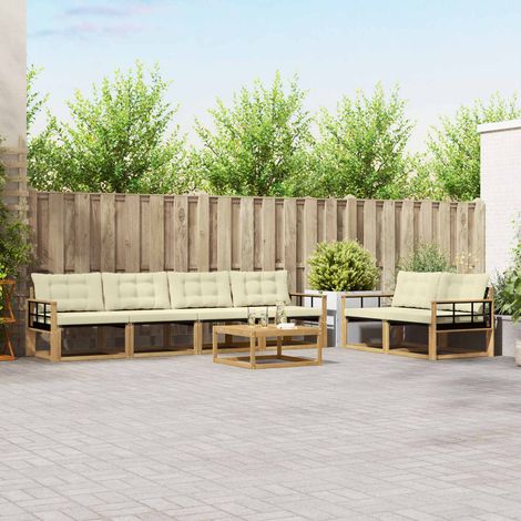 vidaXL Outdoor-Sofagarnitur 7 pcs Weiß und Creme 79 x 79 x 37 cm (1/5)