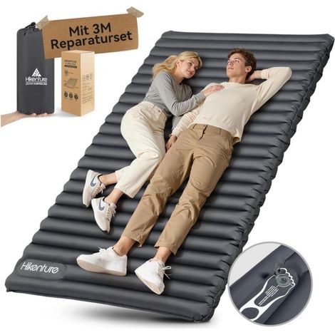Doppel Isomatte 120x200cm aufblasbar mit Fußpumpe, ultraleicht, 10cm dick (1/5)