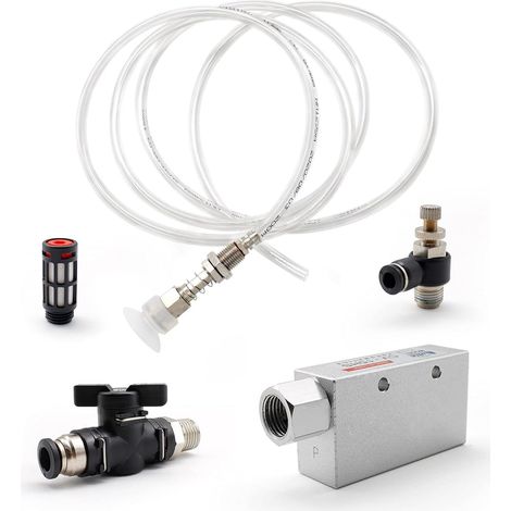 Pneumatic Vacuum Generator Manipulator Set, With Muffler, PU Pneumatic Hose, Pneumatic Suction Cup, Pneumatic Connector Mechanical Valve Accessories 1/4" (1/5)