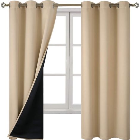 2 Panneaux Rideau, œillet, doublure noire, isolation thermique, réduction bruit, chambre à coucher (1/5)