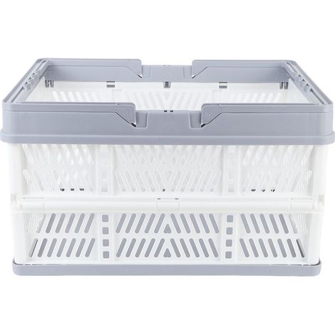 Paniers pliables avec poignées PP, caisses de rangement étanches pour la maison, la cuisine, la chambre à coucher, le bureau, blanc, grande taille (1/5)
